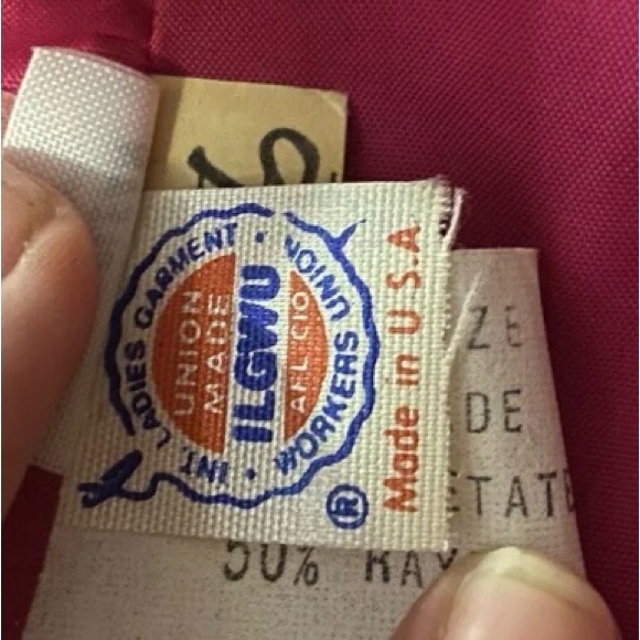 Vintage Albert Nipon Magenta Ruffle Bow Button Lined Dress Size 4 Shoulder Pads - Picture 16 of 16